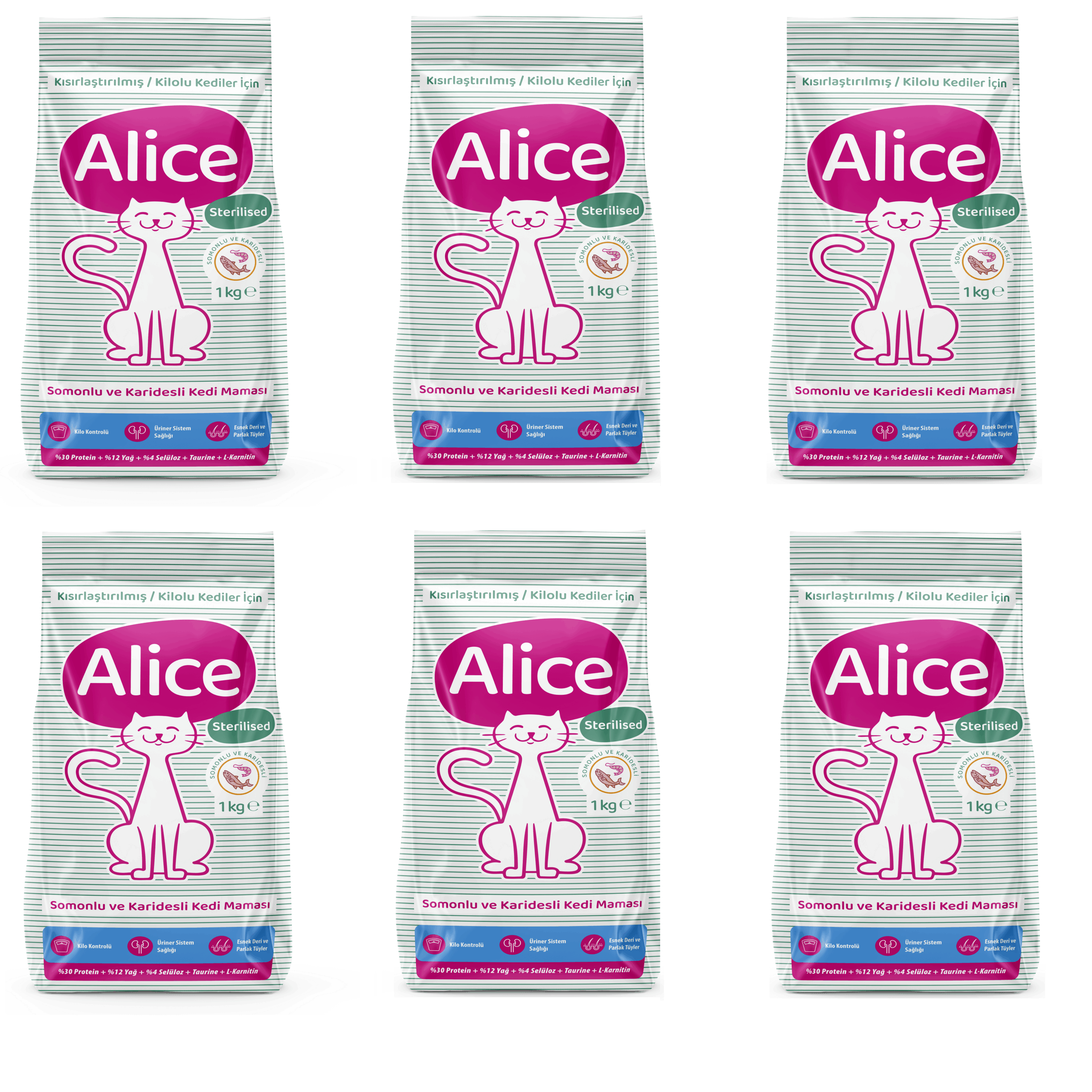 6x1nwlght Alice Super Premium Kısırlaştırılmış Kedi Maması Somonlu Karidesli 6x1 kg - Görsel 1