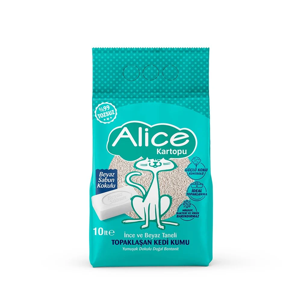 Alice Kartopu İnce Taneli Kedi Kumu/Beyaz Sabun Kokulu 10 lt. Alice Kartopu İnce Taneli Kedi Kumu/Beyaz Sabun Kokulu 10 lt.