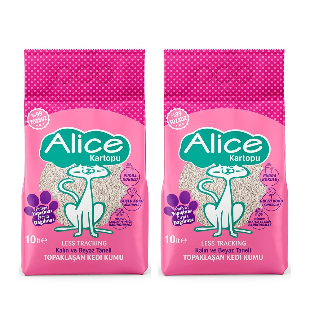 Alice Kartopu Kalın ve Beyaz Taneli Pudra Kokulu Kedi Kumu Alice Kartopu Kalın ve Beyaz Taneli Pudra Kokulu Kedi Kumu
