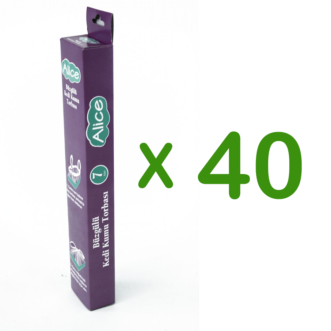 posetx40 Alice Büzgülü Kedi Kumu Poşeti 1x40 Adet - (2 Koli)(GEL-AL ÜRÜNÜDÜR, KARGOLANMAZ) - Görsel 1