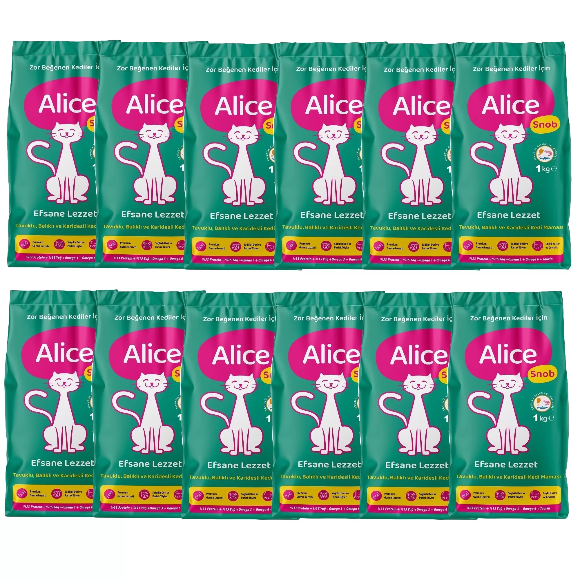 snb12x1 Alice Snob Kedi Maması 1 Kg x 12 adet - Görsel 1