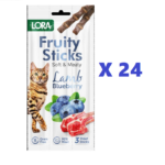 Lora Fruity Sticks Kuzu ve Yaban Mersinli Kedi Ödül Çubuğu 24 Paket 3'lü Sticks