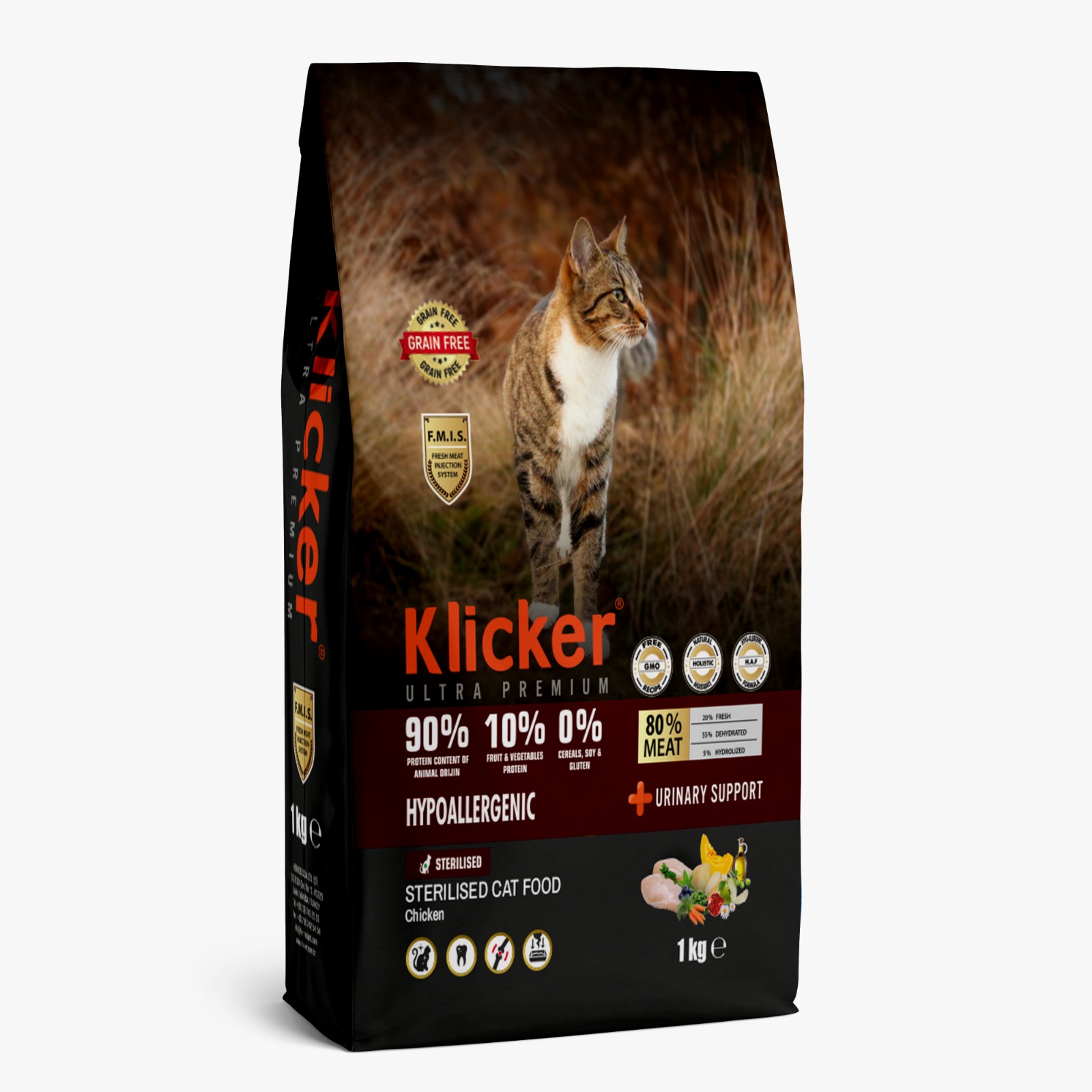 700915 Klicker Tahılsız Ultra Premium Kısırlaştırılmış Kedi Maması Tavuklu 1 Kg - Görsel 1