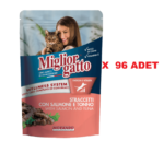 MigliorGatto Somon & Ton Parçalı Pouch 100Gr. 96 ADET (GEL-AL ÜRÜNÜDÜR, KARGOLANMAZ!)