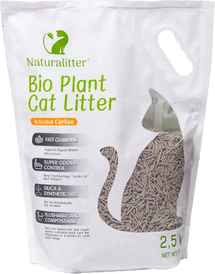 bioplantcatlitternlt6ac_naturalitter6 Naturalitter Bio Plant Cat Litter Tofu Aktif Karbonlu Pelet Kedi Kumu 2,5 Kg - Görsel 1