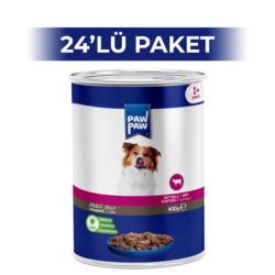 Paw Paw Jöleli Biftek Etli Yetişkin Köpek Konservesi 400Gr 24'lü