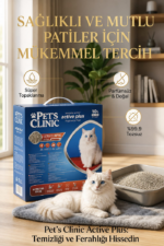 Pet's Clinic Aktif Karbonlu Tozsuz Kutulu Bentonit Kedi Kumu 2X10 Lt - Görsel 2