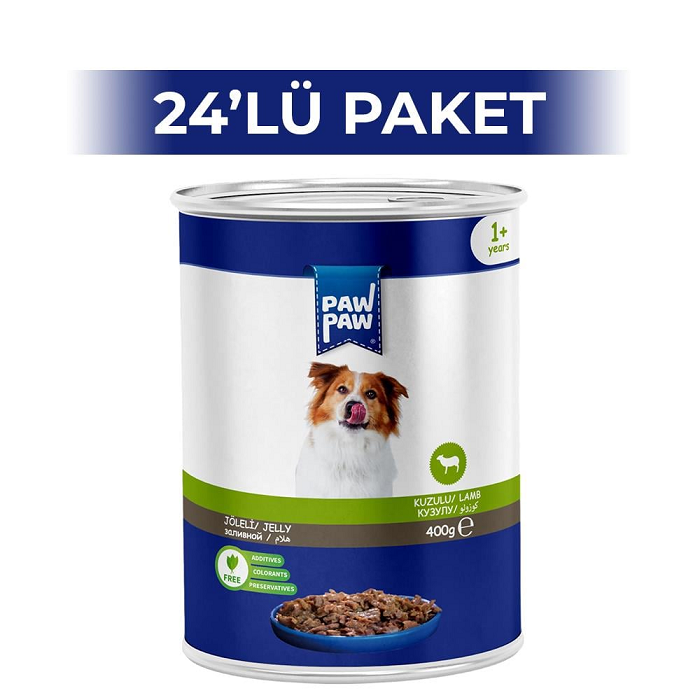 paw-paw-jelly-k Paw Paw Jöleli Kuzulu Yetişkin Köpek Konservesi 400Gr 24'lü - Görsel 1