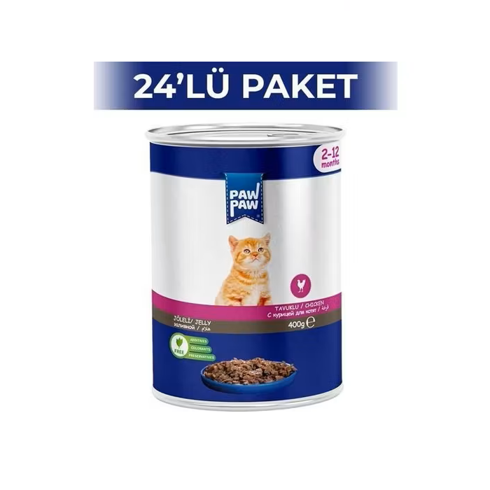 yvruqedi Paw Paw Jöleli Tavuklu Yavru Kedi Konservesi 400Gr 24'lü - Görsel 1